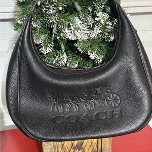 Coach Black Pebbled Leather Hobo Bag